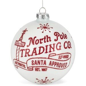 RAZ Imports “North Pole Trading Co.” Glass Ornament (Sold Individually)